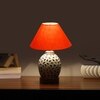 Devansh Conical Orange Cotton Shade Lamp With Wood & Mosaic Glass Base For Decoration/Office/Home/Gifting/Study For Decoration/Office/Home/Gifting/Study -(10X10X14.5) Inches -A