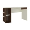 Astra Study Desk with Open Shelves and Drawer in Ivory Coffee Walnut Colour