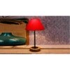 Korbyn Red Fabric Shade Table Lamp with Natural Wood & Iron Base