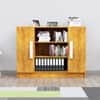 Hexa Red Bookshelf Engineered Wood Display Cabinet with Storage in Giant Wood Colour