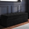 Edin Velvet 2 Seater Upholstered Bench with Storage Black Colour