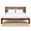 Grid Solid Wood Queen  Size Upholstered Bed Without Storage (Provincial Teak Finish, Brown Colour)
