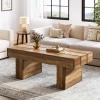 Rectangle Coffee Table, 47.24" Wooden Center Table With Slat Tabletop For Living Room