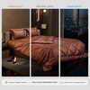 Stoa Paris Comforter Set Double Bed, 300TC Satin Double Bed Comforters in Melted Caramel
