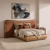 Elowen Softline King Size Bed in velvet With Oak wood Frame & Hydraulic Storage