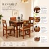 Rangrez Sheesham Wood 4 Seater Dining Set in Honey Oak Finish with Cushioned Chairs