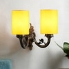 Devansh Metal Electric Wall Light in Antique Gold Colour with Yellow Shade Count of 2 Lights