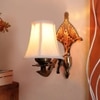 Devansh Gold Antique Wall Mounted Lamp With Off-White Cotton Shade