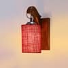 Devansh Solid Wood Electric Wall Light in Brown Colour with Maroon Shade Count of 1 Light