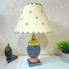 Wing Dotted Pink Stone Beige Wooden Table Lamp in Multicolor