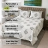 Demi Black & White Floral 330 TC Cotton Flat Super King Size Bedsheet with 2 Pillow Covers – Threads