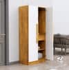 Hexa Red Wooden 2 Door Wardrobe with 4 Shelves in Giant Wood and Frosty White Colour