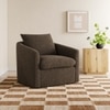 Oxford Boucle Fabric Lounge Chair in Brown Colour
