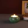 Green Antique Designed Round Candle Holder in Green Colour