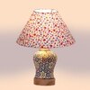 Devansh Conical Multi Cotton Shade Lamp With Wood & Mosaic Glass Base For Decoration/Office/Home/Gifting/Study For Decoration/Office/Home/Gifting/Study -(10X10X14.5) Inches -A