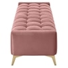 Hoslo Velvet 2 Seater Ottoman Bench in Peach Color