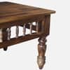 Nilaya Sheesham Wood Nesting Coffee Table Set in Provincial Teak Finish with Cushioned Stools