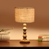 Devansh White Jute Table Lamp With  Wood Natural Base (7X7X15.5 Inches)-10