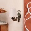 Devansh Metal Electric Wall Light in Antique Gold Colour with White Shade Count of 1 Light