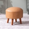 Brick Brown Faux Leather Ottoman Set Of 2