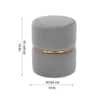 Doe Buck Gracy Velvet Round Ottoman in Grey Colour with Gold Band