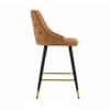 Doe Buck Upholstered Counter Height Bar Stool in Brown Colour with Gold Accents