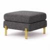 Doe Buck Luxe Boucle Square Ottoman in Grey Colour with Gold Metal Legs