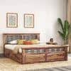 Bunai Solid Wood King Size Box Storage Bed In Teak Finish
