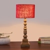 Devansh Maroon Jute Table Lamp With G Wood Natural Base -(7X7X21.25 Inches)-12