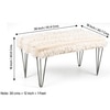 Velas Sheesham Wood Mid Century 2 Seater Bench With Metal Legs In Beige Fabric With Fringes