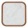 Lazo Solid Wood And Banswara Marble Square Coffee Table In Amber Walnut Finish