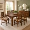 Globally Indian Ojasvi Solid Sheesham Wood 6 Seater Dining Table Set 6 Chairs Beige
