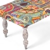 Bestone Sheesham Wood Bohemian 2+1+1 Seater Bench Set With 2 Stools In Israel Print Patchwork Kantha