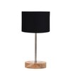 Devansh Black Cotton Table Lamp With  Natural  Wood Base  & Steel Pipe (7X17 Inches)-3