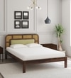 Rattan Solid Wood Queen Size  Bed Without Storage In Provincial Teak