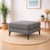 Doe Buck Minimal Luxe Ottoman Bench in Grey Colour Fabric with Dark Wood Legs