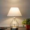 CRYSTAL Clear Glass Table Lamp with Chrome Base and White Shade