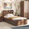Amy Engineered Wood Single Size Box Storage Bed In Classic Walnut Finish