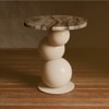 Kaba Arc Solid Wood Side Table in White Colour