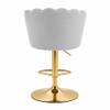 Doe Buck Luxury Grey Velvet Adjustable Bar Stool Chair with Gold Hydraulic Base