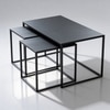 Modern Black Metal Coffee Table With Nesting Stools