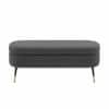 Doe Buck Luxury Boucle Storage Bench in Grey Colour with Gold Tipped Legs