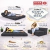 Usha Shriram Folding 3 Seater Double Foam Fold Out Sofa Cum Bedin Dark Grey Colour