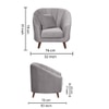 Nilo Velvet  1 Seater Sofa in Grey Colour