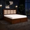 Eshaan Solid Wood Compact Queen Bed Hydraulic Storage Provincial Teak Finish Mattress 60 x 72 Inches