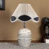 Vintage cotton Multicolor with White Brushed Wood Table Lamp
