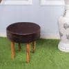 Nayla Solid Wood Stool in Grey Velvet Fabric