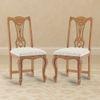 Taahira Set Of 2 Dining Chair In Natural Teak Finish With Monochrome Paisley Colour
