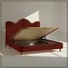 Solara Wave Luxe King Size Bed in velvet With Oak wood Frame & Hydraulic Storage