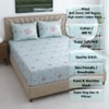 Reva Green Shade Floral 400 TC Cotton Fitted Super King Size Bedsheet with 2 Pillow Covers – Threads